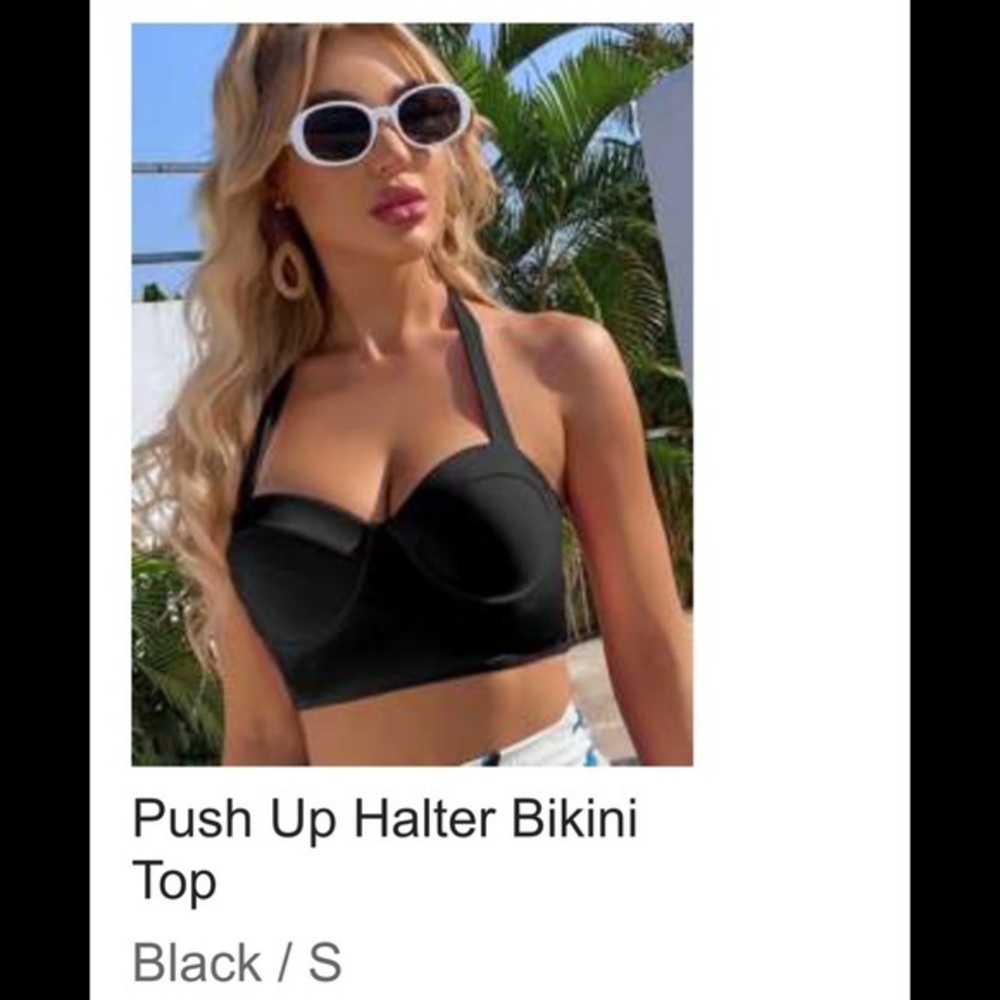NWT PUSH UP BLACK BIKINI TOP